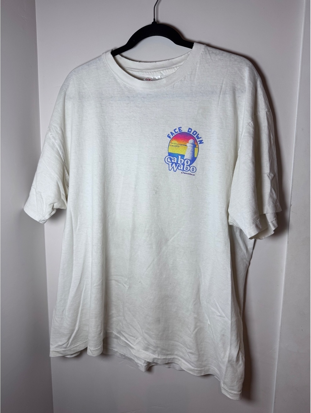Vintage 1990s White Cabo Wabo Cantina Graphic T-Shirt, Men's XL, Very Good